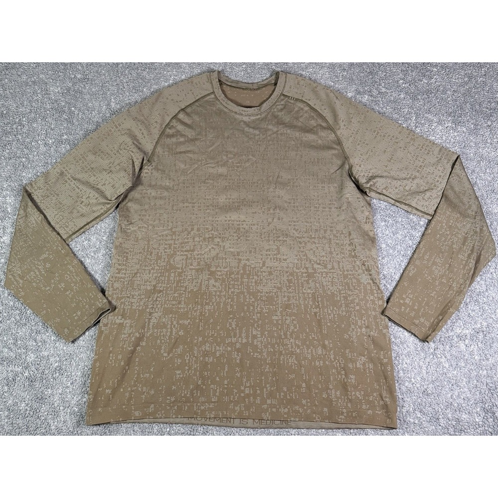 Lululemon Mens XL Metal Vent Tech Tan Shirt Long Sleeve Pixel Camo Performance